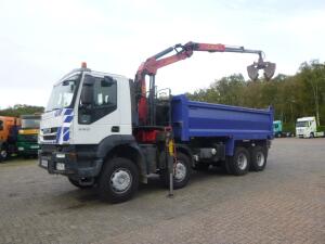 Iveco AD340T36 8x4 RHD tipper + Palfinger E120 plus + grapple